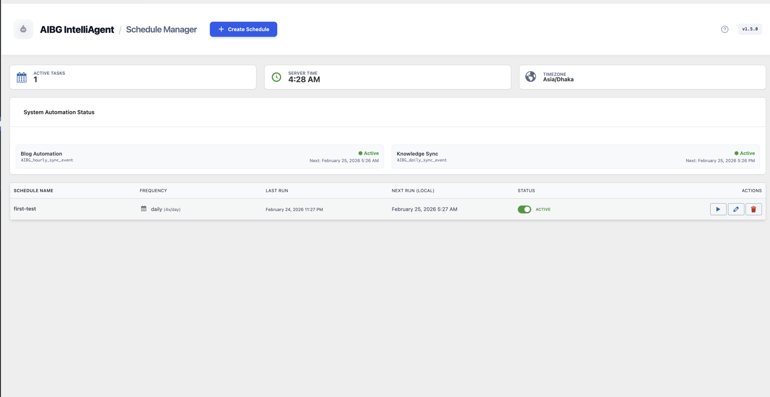 Managing Automated AI Posting Schedules in AIRAG SEO Agent.