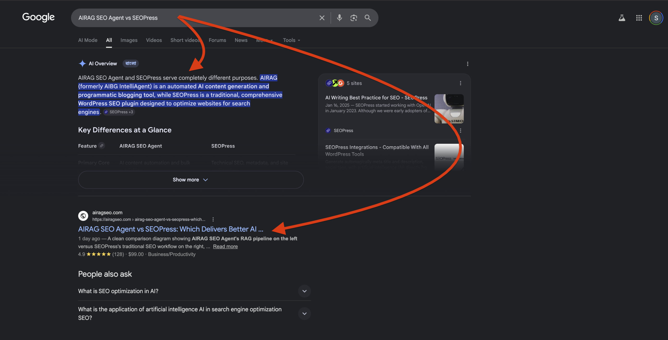 AIRAG SEO Agent dashboard overview thumbnail