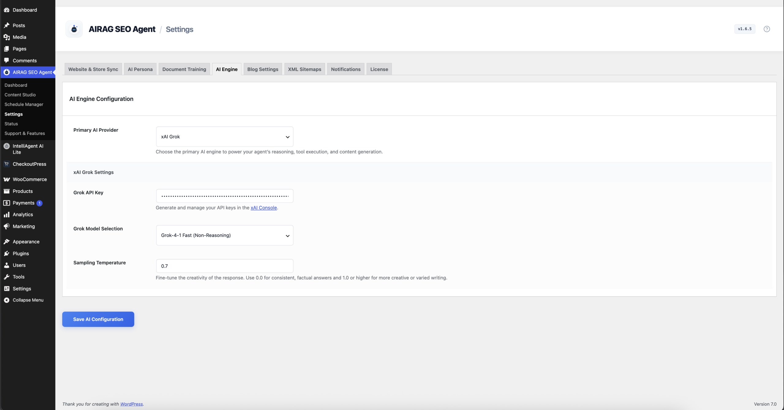 LLM Configuration settings