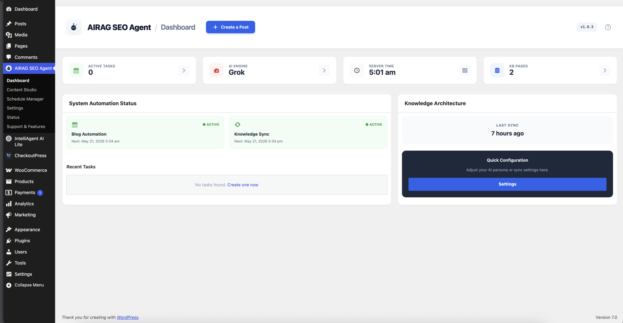AIRAG SEO Agent dashboard overview thumbnail