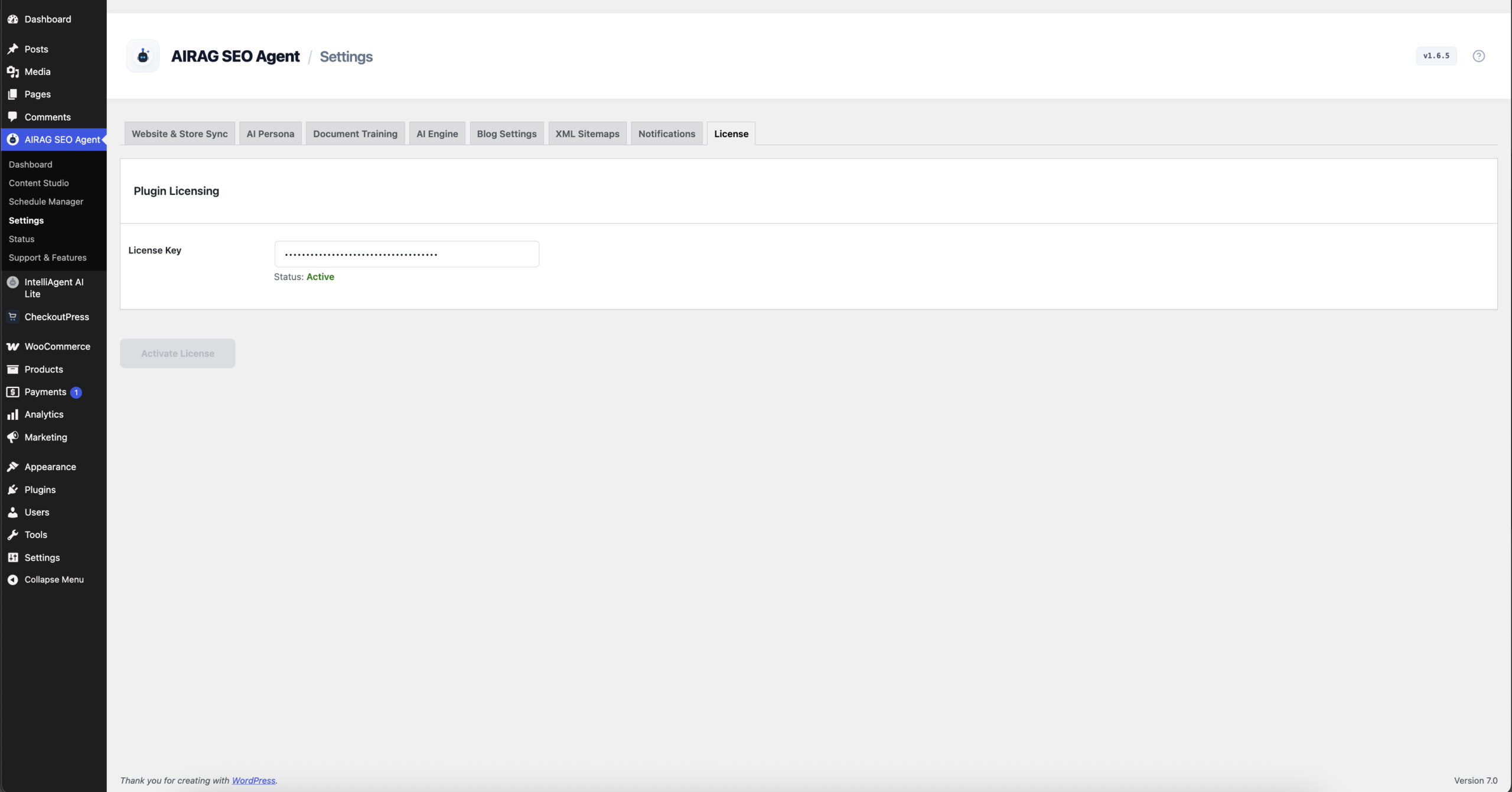 Licensing Tab